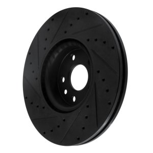 Volvo XC60 Brake Rotor (1) - Front Right - R1 Concepts - Drilled & Slotted - Black - `16-`17